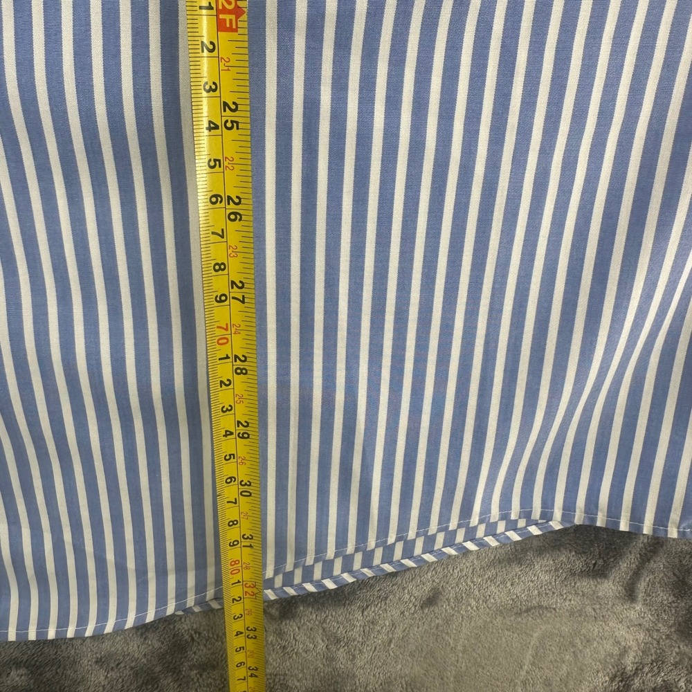 LL Bean Mens‎ Medium Tall Blue White Striped Short Sleeve Button Down Shirt 539 - Picture 4 of 6